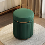 Luxury Round Pleated Leather Vanity stool