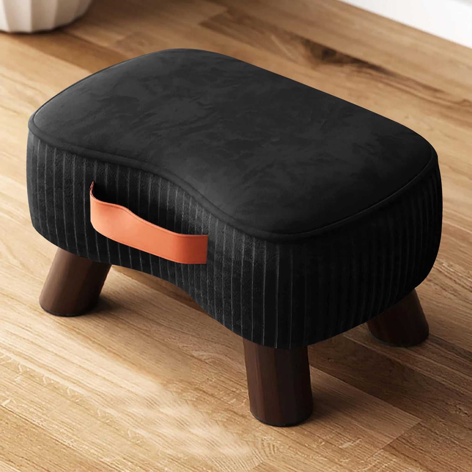 1 seater Nordic Velvet Vanity foot stool with Handle