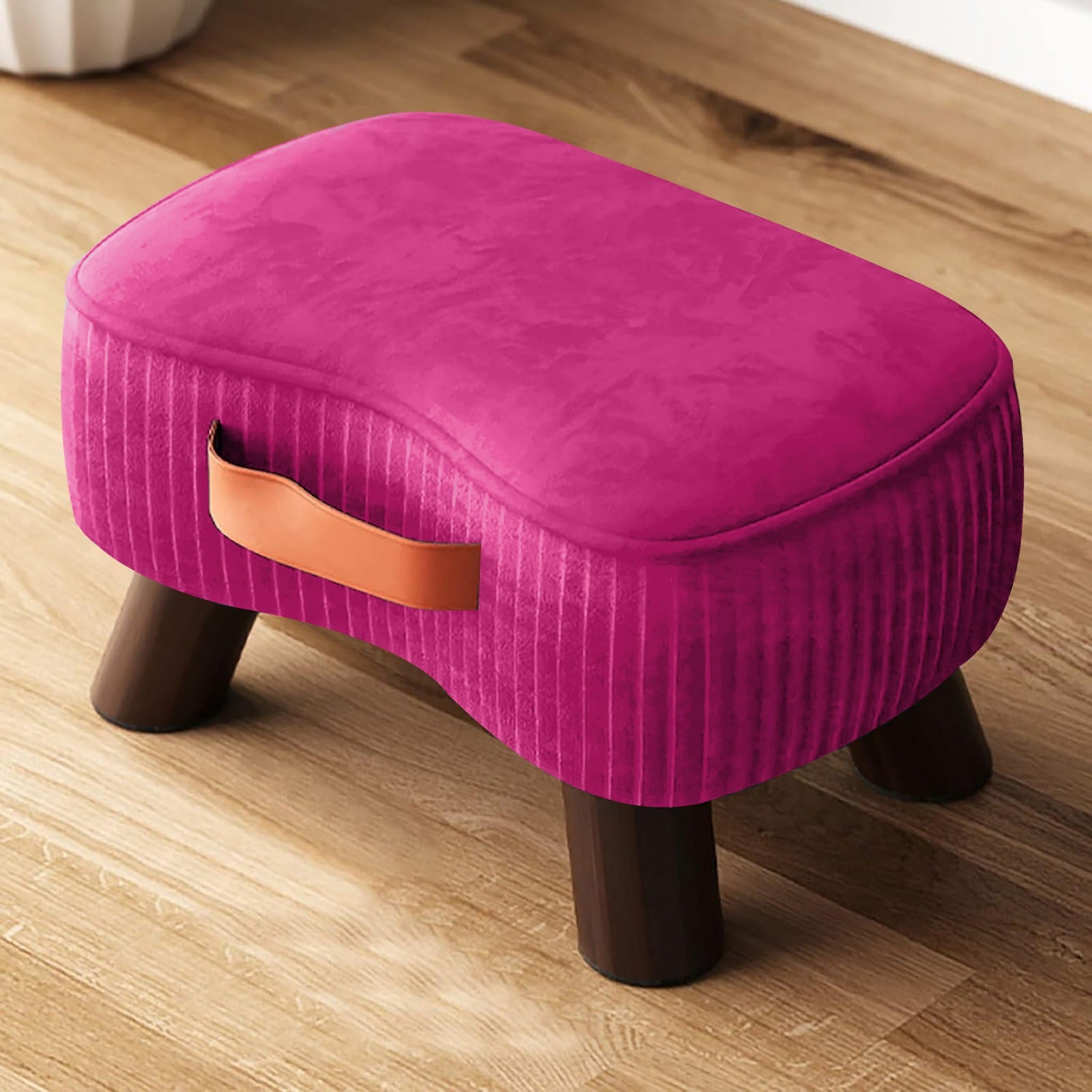 1 seater Nordic Velvet Vanity foot stool with Handle