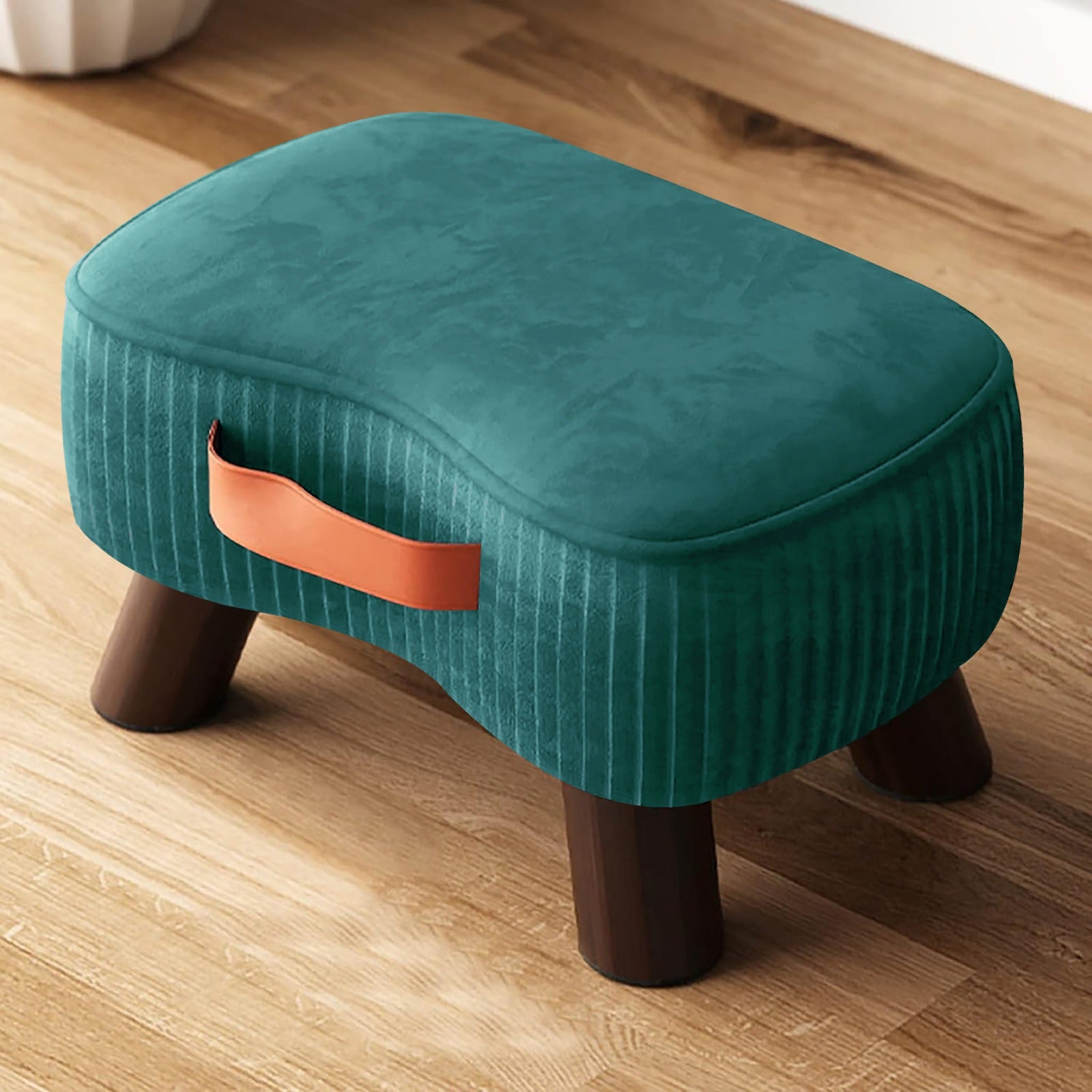 1 seater Nordic Velvet Vanity foot stool with Handle