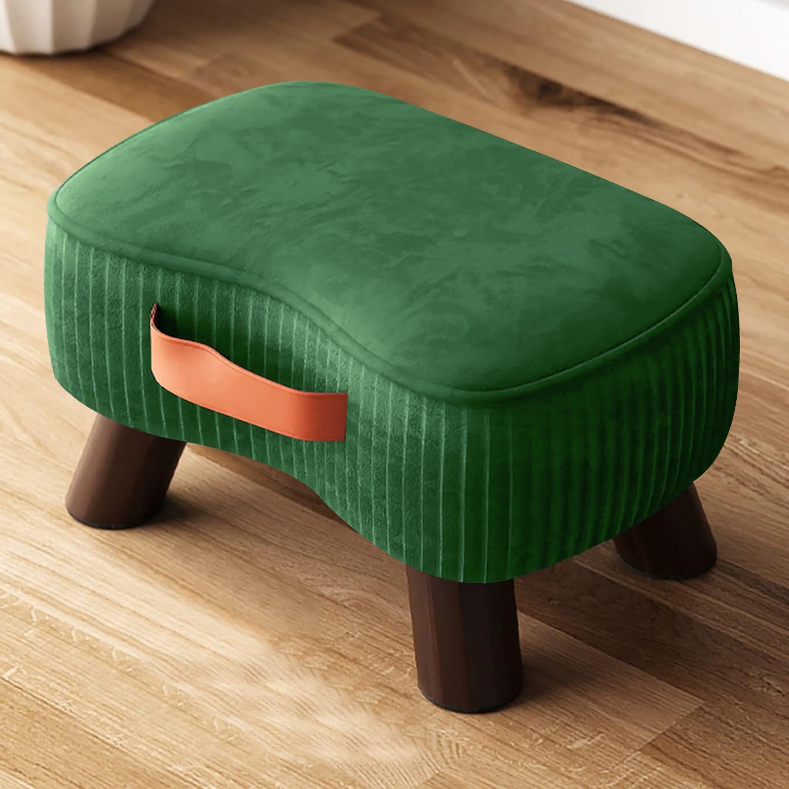 1 seater Nordic Velvet Vanity foot stool with Handle