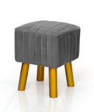 Wooden Velvet stool Square shape With Golden Legs