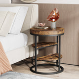 Luxury Etilan Round End Table with 3-Tier Shelves