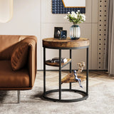 Luxury Etilan Round End Table with 3-Tier Shelves