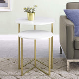Set of 2 Round Nesting Side End Table Modern Accent Table Furniture Metal Frame