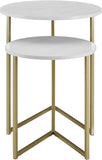 Set of 2 Round Nesting Side End Table Modern Accent Table Furniture Metal Frame