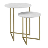 Set of 2 Round Nesting Side End Table Modern Accent Table Furniture Metal Frame