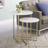 Set of 2 Round Nesting Side End Table Modern Accent Table Furniture Metal Frame
