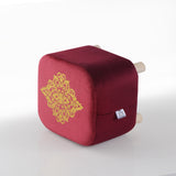 1 seater Square Shape Velvet Embroider Ottoman Stool