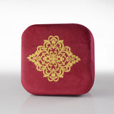 1 seater Square Shape Velvet Embroider Ottoman Stool