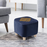 1 seater Square Shape Velvet Embroider Ottoman Stool