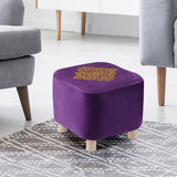 1 seater Square Shape Velvet Embroider Ottoman Stool