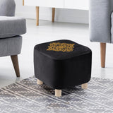 1 seater Square Shape Velvet Embroider Ottoman Stool