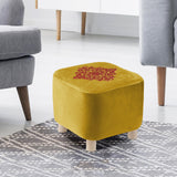 1 seater Square Shape Velvet Embroider Ottoman Stool