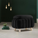 1 seater Quilted Rectangular Velvet Stool