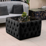 Upholstered Chesterfield Marble Top Coffee Table