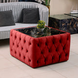 Upholstered Chesterfield Marble Top Coffee Table