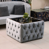 Upholstered Chesterfield Marble Top Coffee Table
