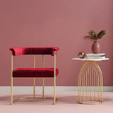 Luxury Velvet Armchair with Golden Stand- Maroon