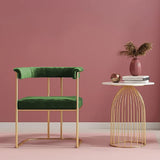 Luxury Velvet Armchair with Golden Stand- Green