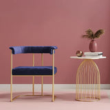 Luxury Velvet Armchair with Golden Stand- Blue