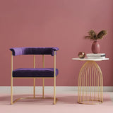 Luxury Velvet Armchair with Golden Stand- Purple