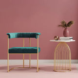 Luxury Velvet Armchair with Golden Stand- Zinc