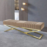 3 Seater Modern Wooden Ottoman Bench With Metal Stand