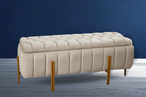 Luxury Quilted Velvet 3 Seater Ottoman Storage Box