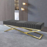 3 Seater Modern Wooden Ottoman Bench With Metal Stand