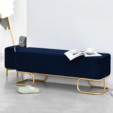 3 Seater Luxury Wooden Stool With Steel Stand Blue