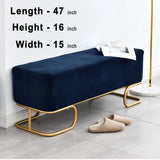 3 Seater Luxury Wooden Stool With Steel Stand Blue
