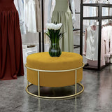 Luxury Wooden Round stool With Metal Stand Gold