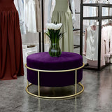 Luxury Wooden Round stool With Metal Stand Purple
