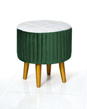 1 seater Green Wooden Stool Round Polished legs 2 shaded