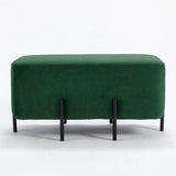 2 Seater Luxury Wooden Stool Green With Black Metal Legs