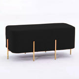2 Seater Luxury Wooden Stool Black With Gold Metal Legs