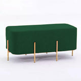 2 Seater Luxury Wooden Stool Green With Gold Metal Legs