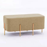 2 Seater Luxury Wooden Stool Beige With Gold Metal Legs