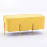 2 Seater Luxury Wooden Stool Gold With Gold Metal Legs