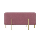 2 Seater Luxury Wooden Stool Light Pink With Gold Metal Legs
