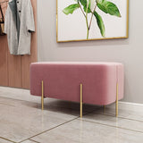 2 Seater Luxury Wooden Stool Light Pink With Gold Metal Legs