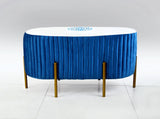 2 Seater Blue Luxury Wooden Stool With Metal Stand 2 shaded