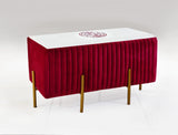 2 Seater Maroon Luxury Wooden Stool With Metal Stand 2 shaded