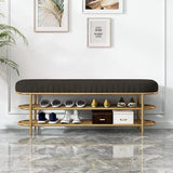 3 Seater Luxury Wooden Stool With Steel Stand with storage space