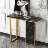White , Black Narrow Console Table Modern Rectangular with Wooden Top Entryway Table