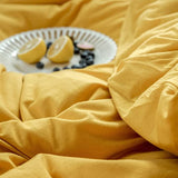3 Pcs Mustard Plain Fitted Sheet with Pillow covers King size