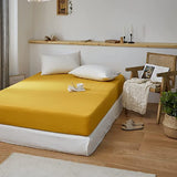 3 Pcs Mustard Plain Fitted Sheet with Pillow covers King size