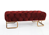 3 SEATER LUXURY OTTOMAN WITH STEEL STAND RED