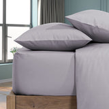 3 Pcs Light Gray Plain Fitted Sheet with Pillow covers King size